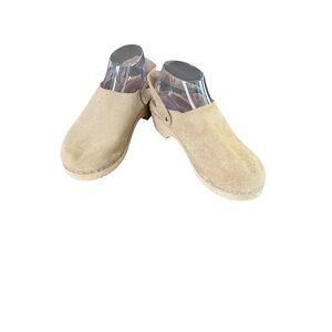 Suede Swedish Wooden Slingback Clogs Size  EU 40 Fits 8.5-9
